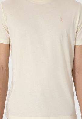 Erkek Regular Fit Bisiklet Yaka Krem Tişört - 50306913043