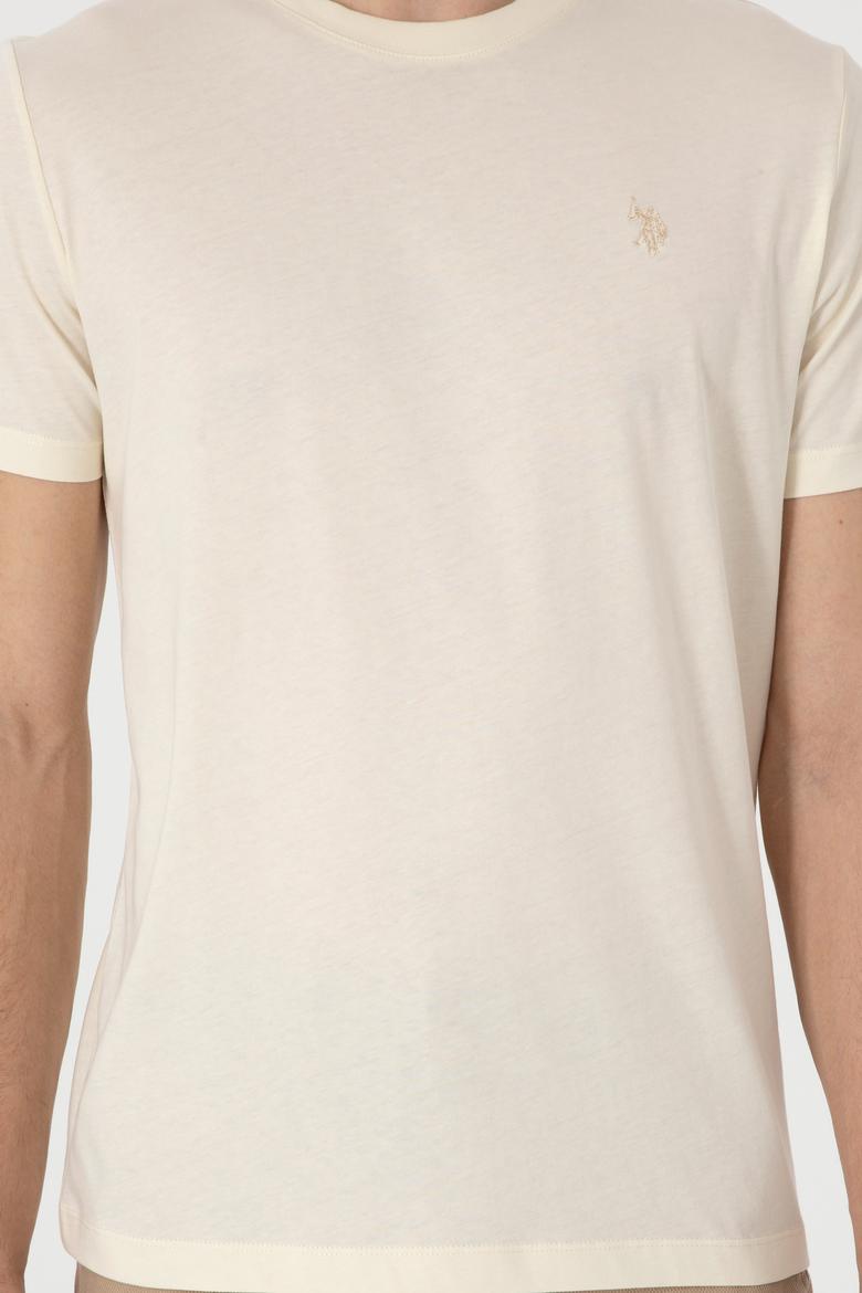 Erkek Regular Fit Bisiklet Yaka Krem Tişört - 50306913043