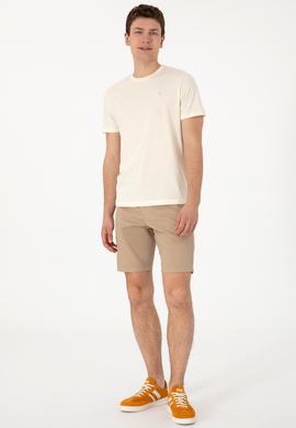 Erkek Regular Fit Bisiklet Yaka Krem Tişört - 50306913043