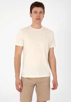 Erkek Regular Fit Bisiklet Yaka Krem Tişört - 50306913043