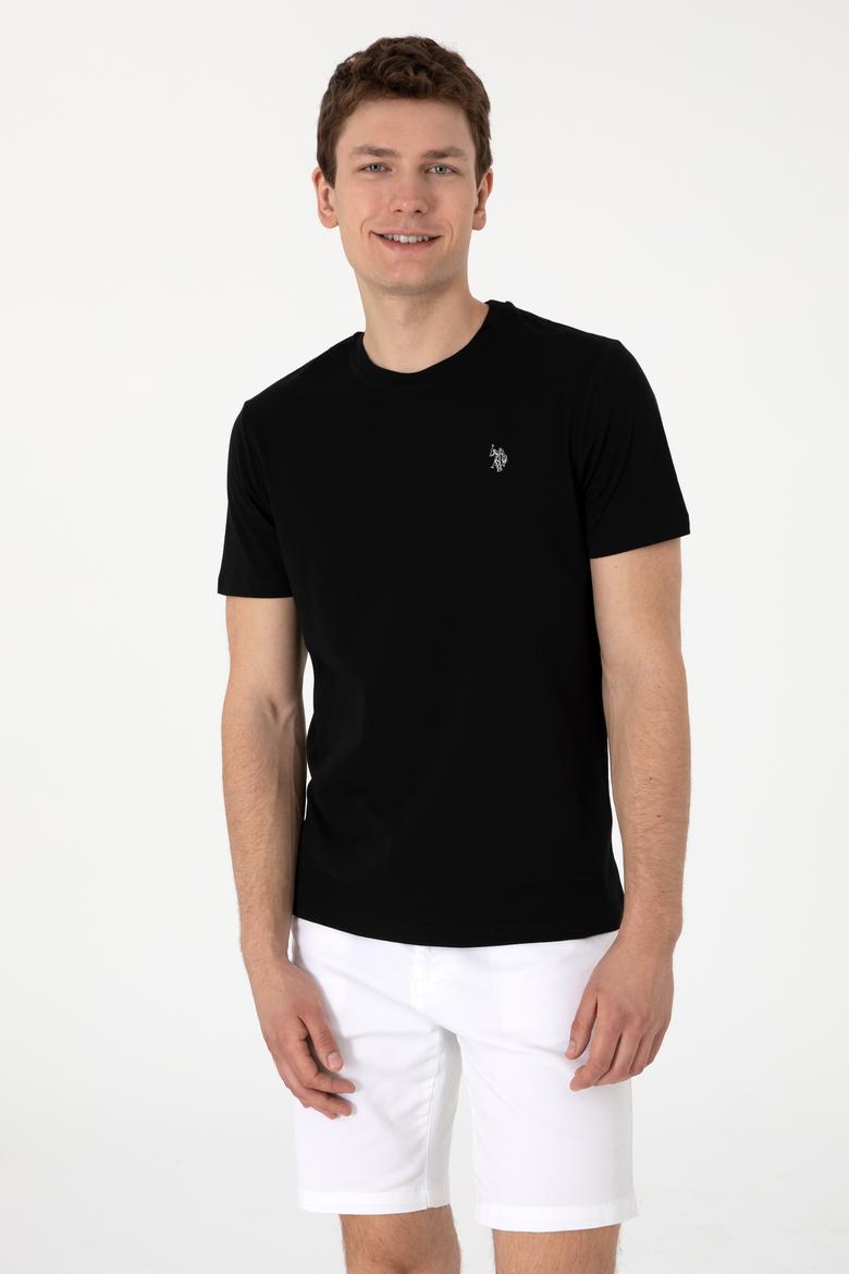 Erkek Regular Fit Bisiklet Yaka Siyah Tişört