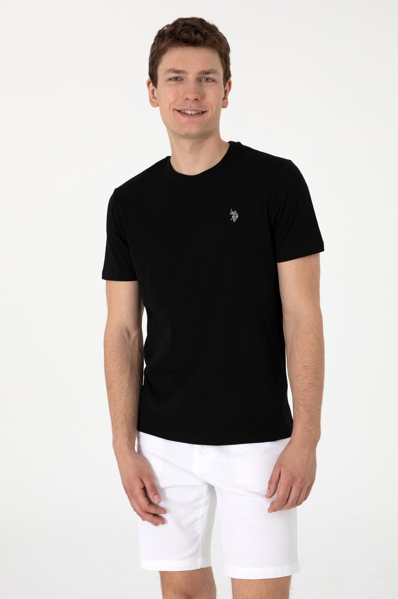 Erkek Regular Fit Bisiklet Yaka Siyah Tişört