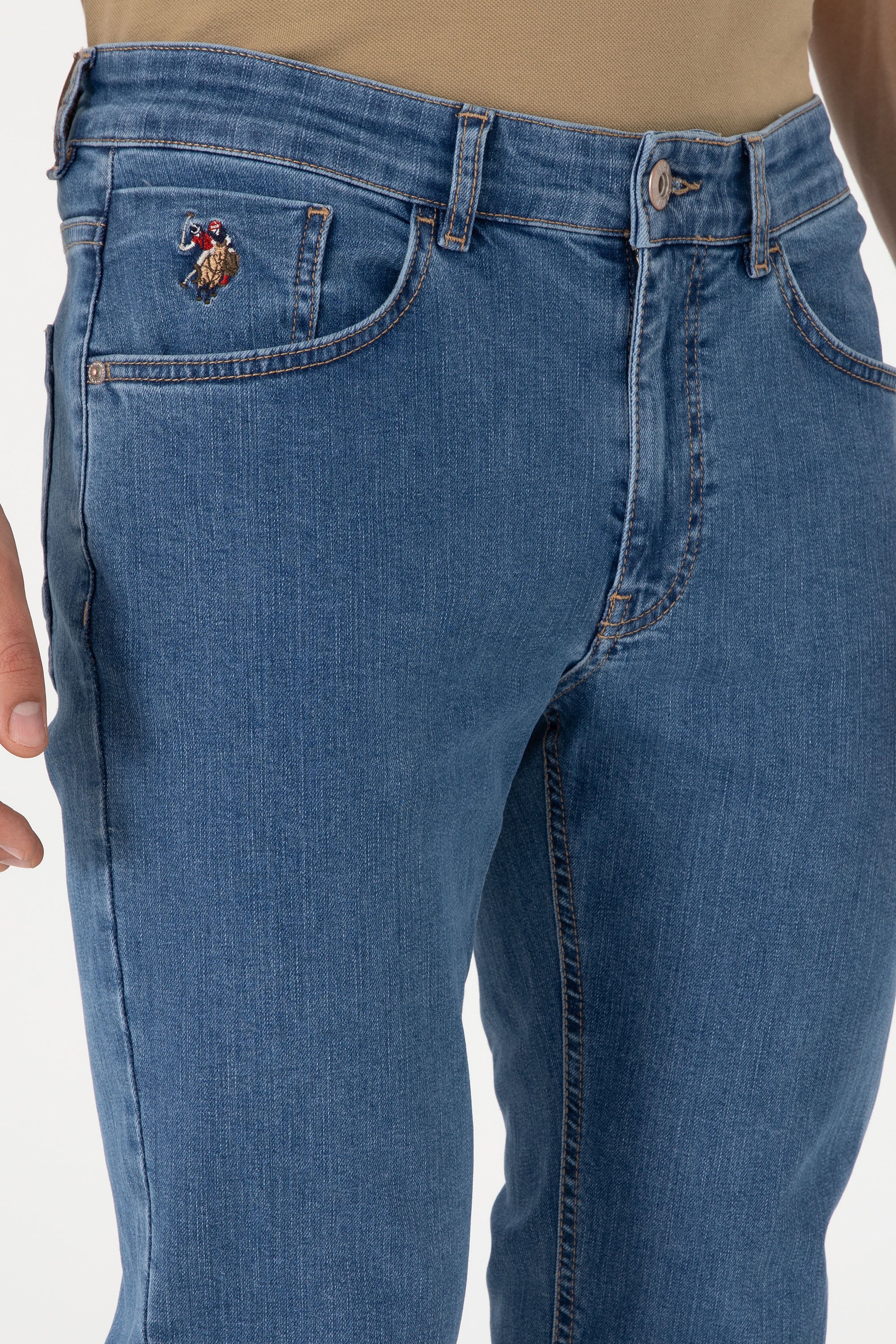 Erkek Mavi Straight Fit Jean Pantolon - Image 5