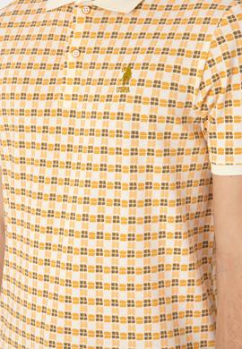 Erkek Regular Fit Polo Yaka Krem Desenli Tişört - 50299672003