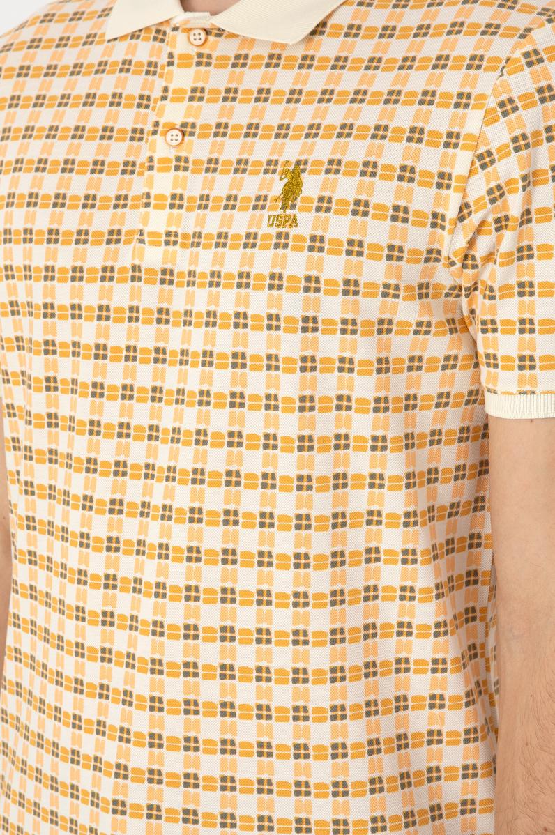 Erkek Regular Fit Polo Yaka Krem Desenli Tişört