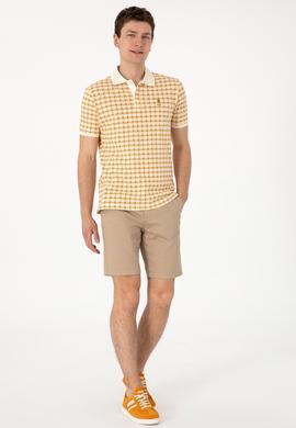 Erkek Regular Fit Polo Yaka Krem Desenli Tişört - 50299672003