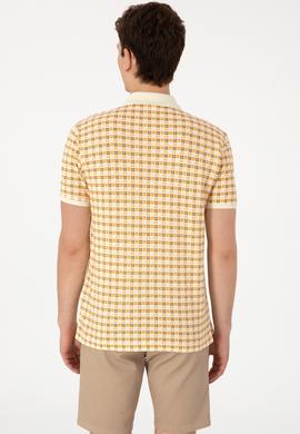 Erkek Regular Fit Polo Yaka Krem Desenli Tişört - 50299672003