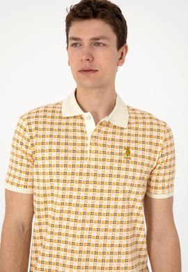 Erkek Regular Fit Polo Yaka Krem Desenli Tişört - 50299672003