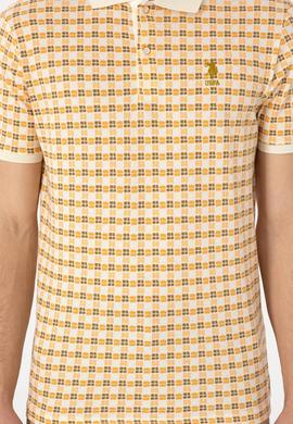 Erkek Regular Fit Polo Yaka Krem Desenli Tişört - 50299672003