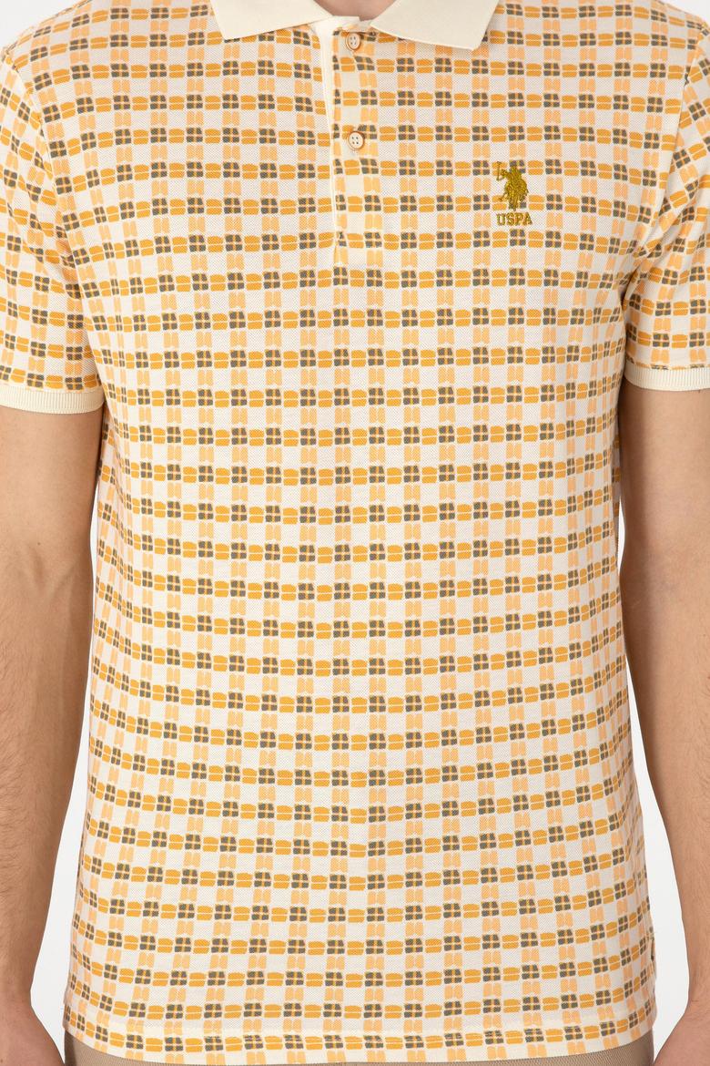 Erkek Regular Fit Polo Yaka Krem Desenli Tişört - 50299672003