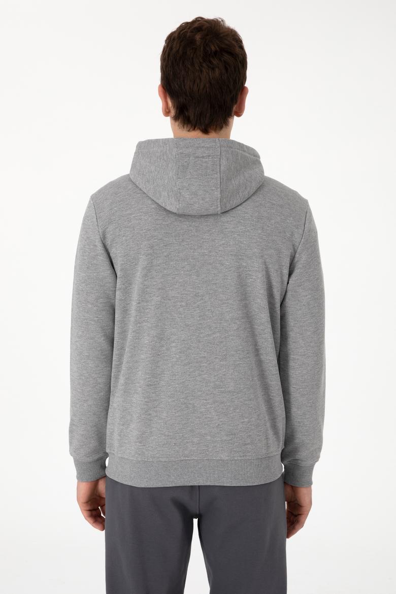 Erkek Gri Melanj Örme Hırka - 50289028051