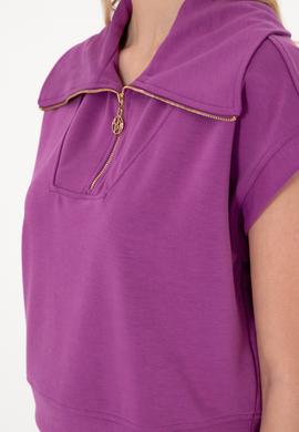 Kadın Menekşe Modal Karışımlı Polo Yaka Tişört - 50300738015