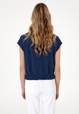 Kadın Lacivert Modal Karışımlı Kısa Kollu Polo Yaka Sweatshırt - 50300763007