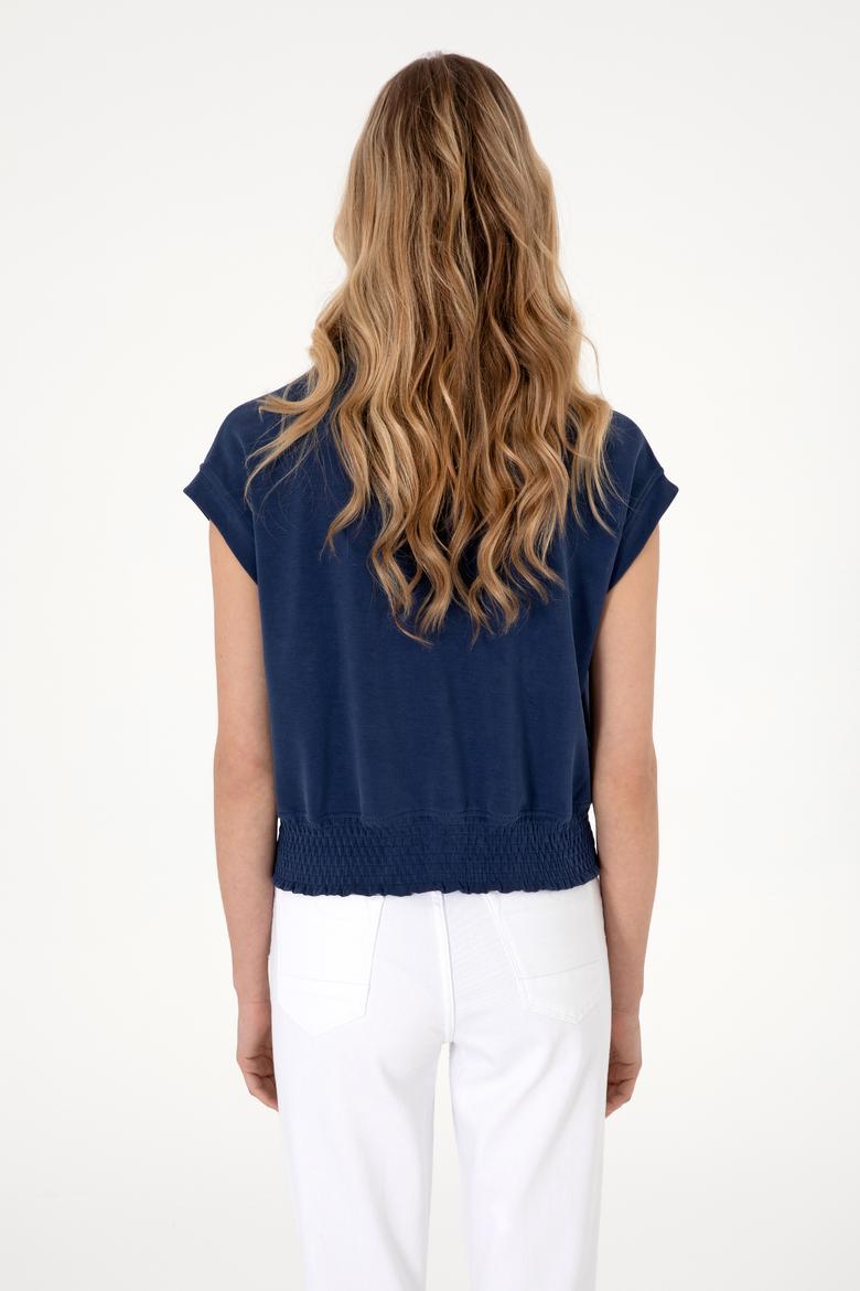 Kadın Lacivert Modal Karışımlı Kısa Kollu Polo Yaka Sweatshırt - 50300763007