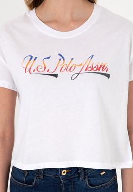 Kadın Beyaz Bisiklet Yaka Tişört - 50299735005