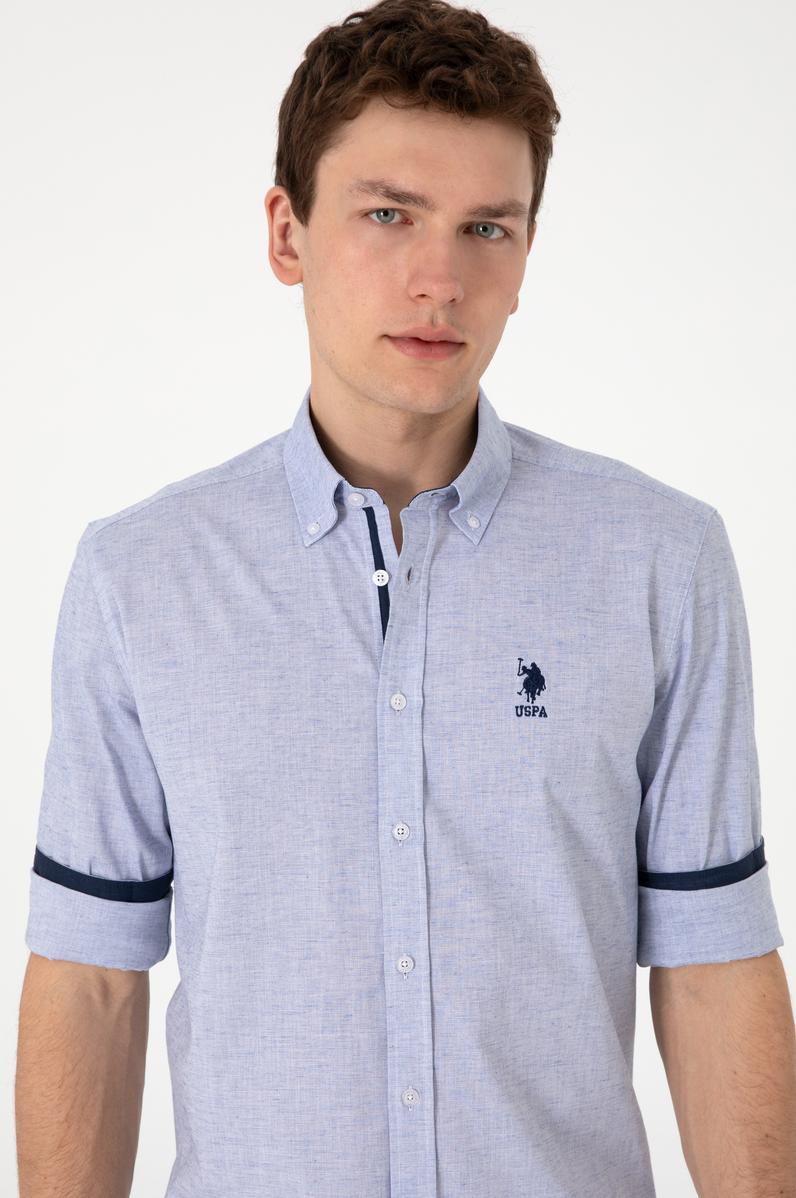 Erkek Mavi Uzun Kollu Gömlek