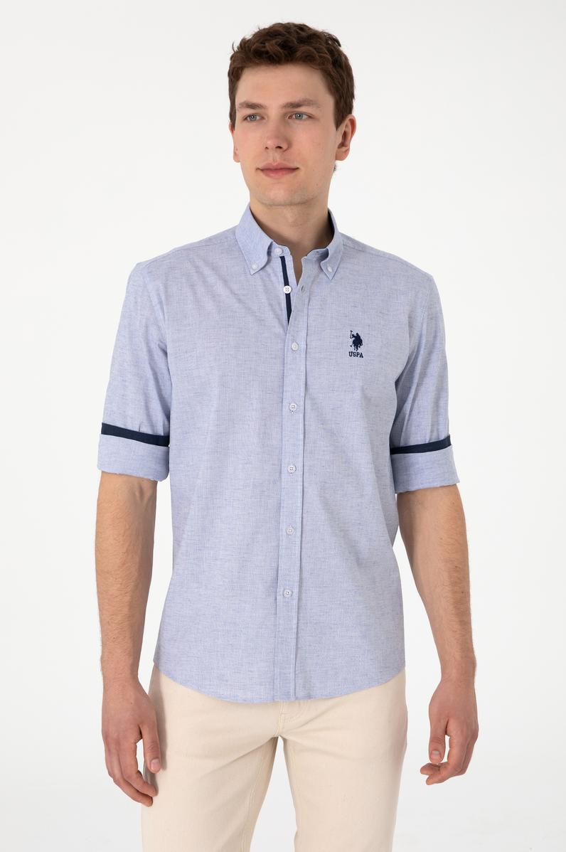 Erkek Mavi Uzun Kollu Gömlek