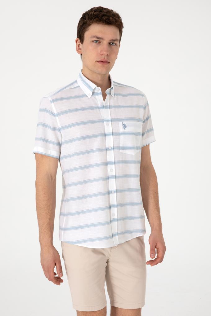 Erkek Mavi Kısa Kollu Gömlek