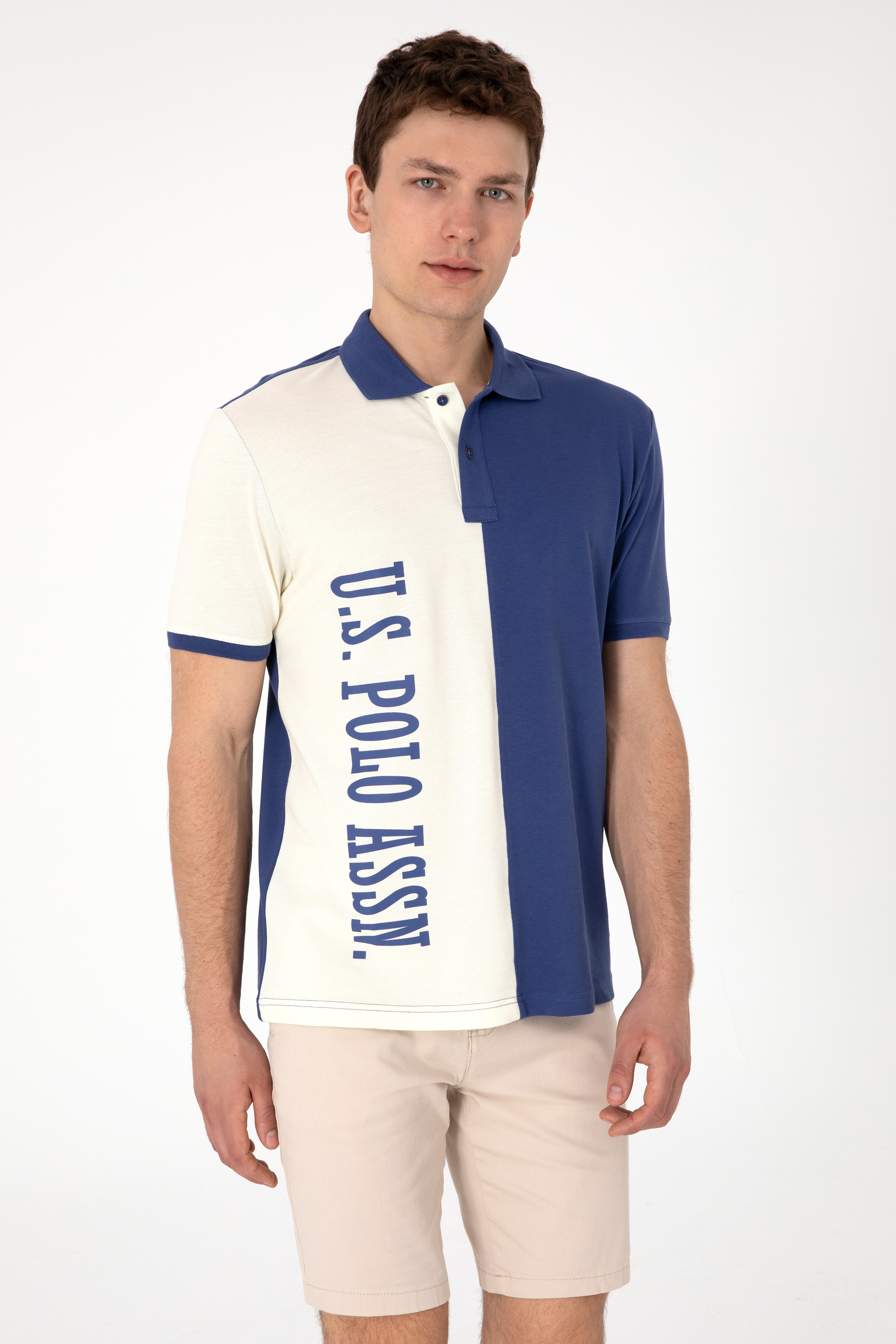 Erkek Regular Fit Polo Yaka Açık Lacivert Tişört - Image 1