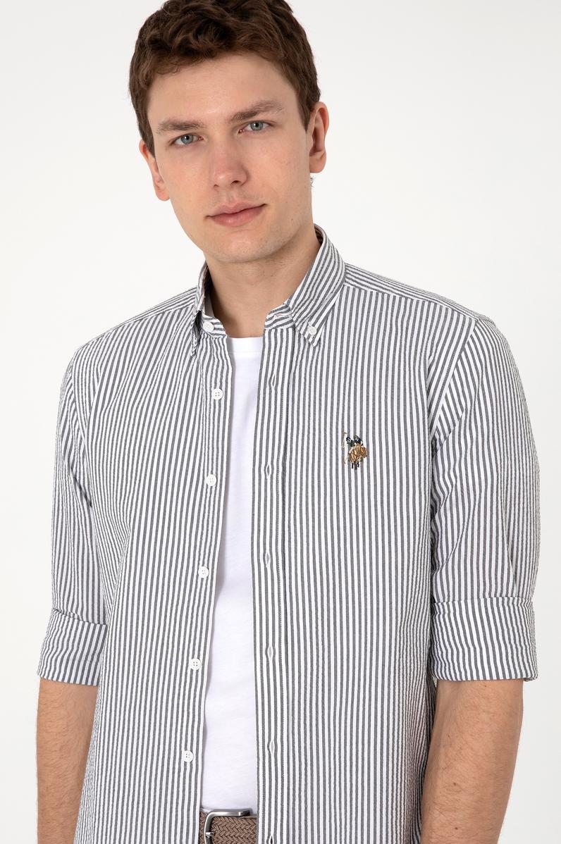 Erkek Koyu Haki Uzun Kollu Gömlek