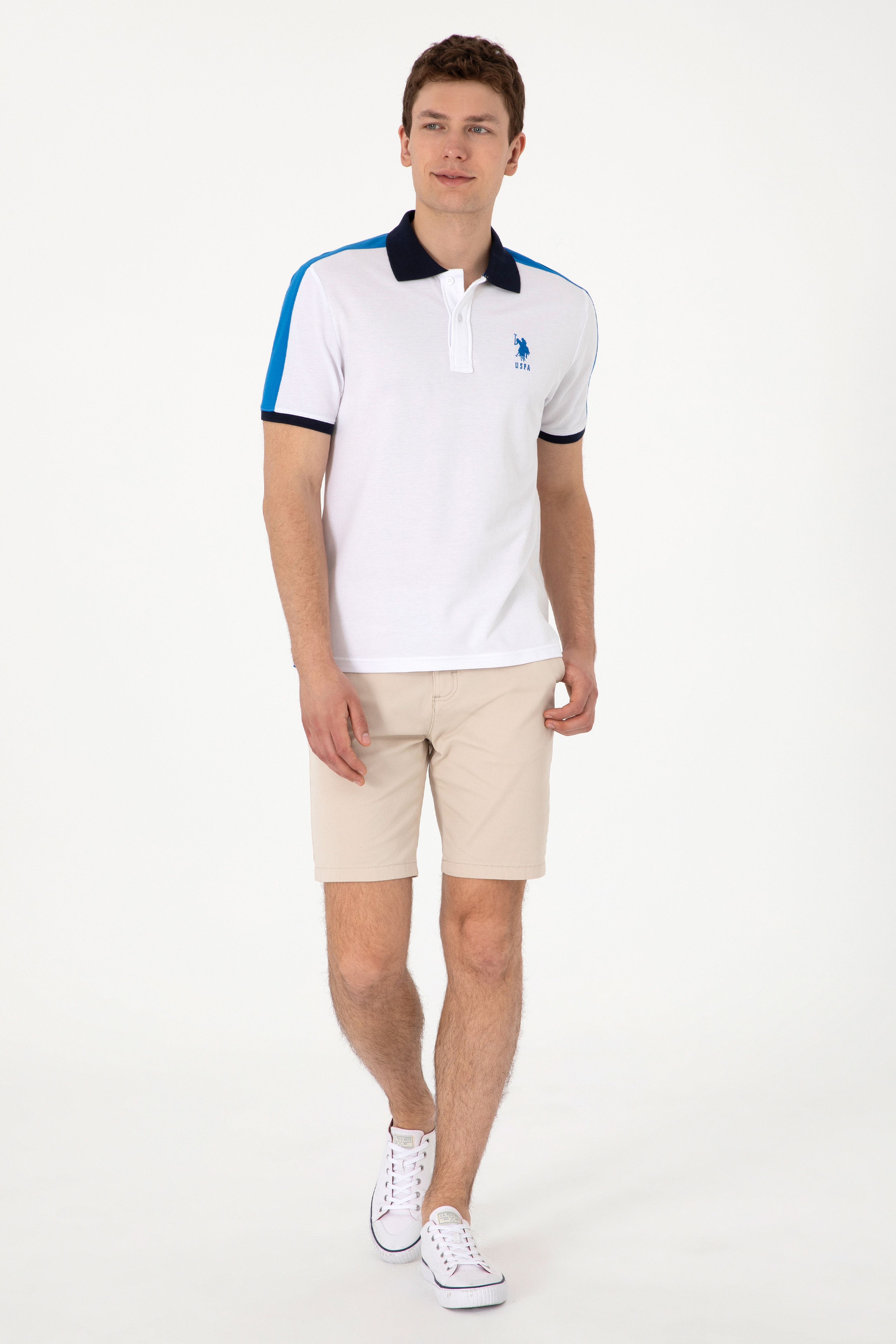 Erkek Regular Fit Polo Yaka Beyaz Tişört - Image 4