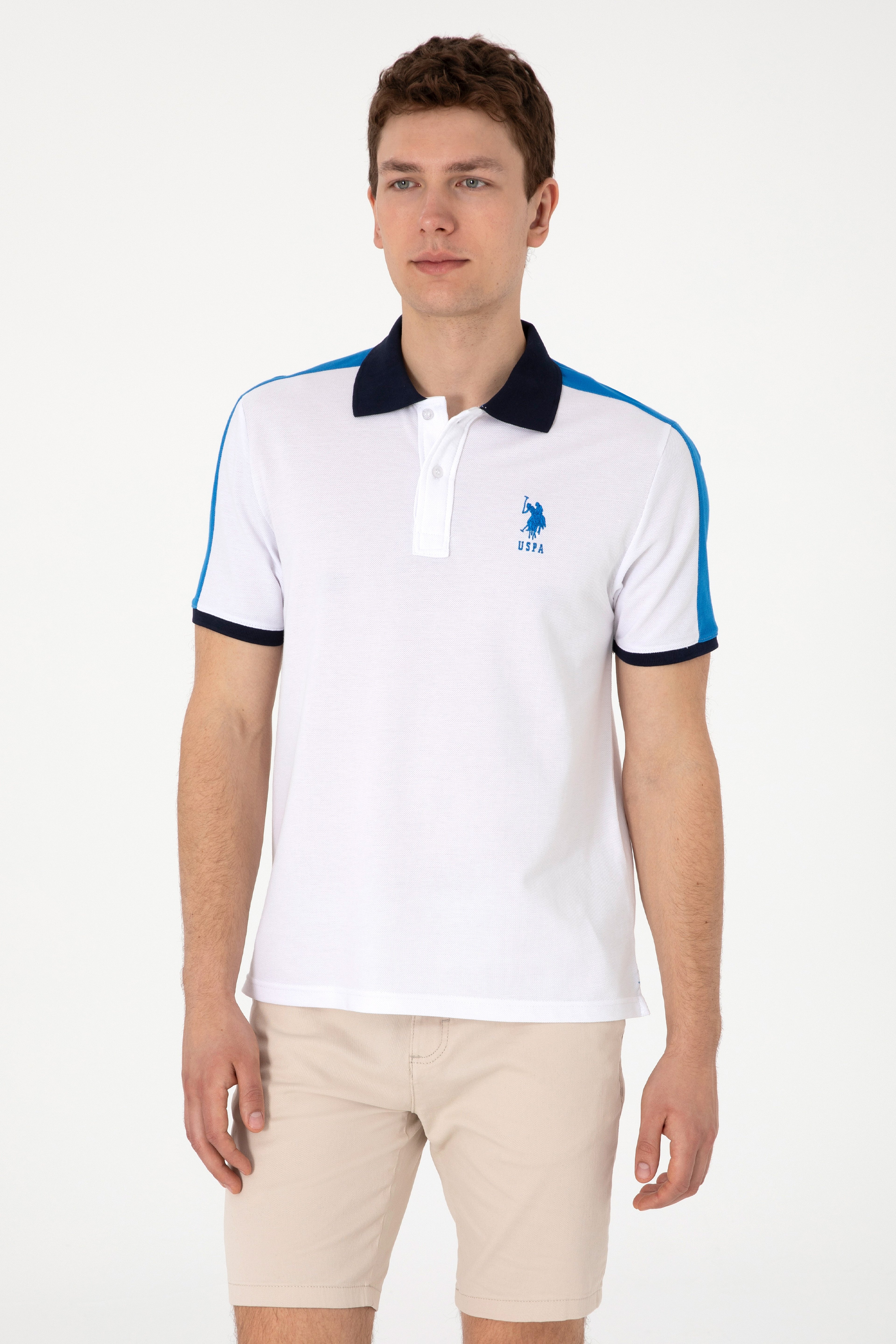 Erkek Regular Fit Polo Yaka Beyaz Tişört - Image 1