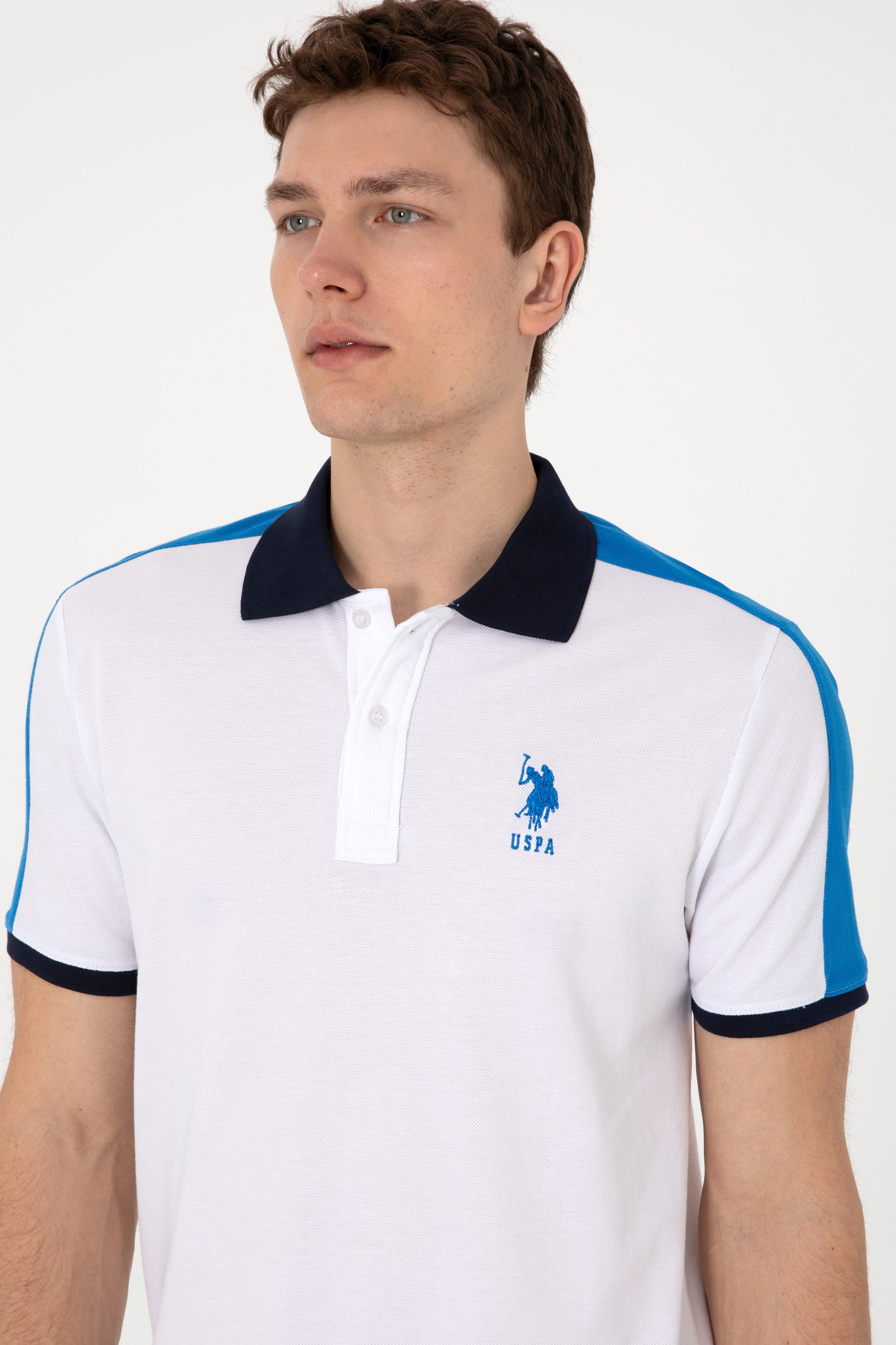 Erkek Regular Fit Polo Yaka Beyaz Tişört - Image 2