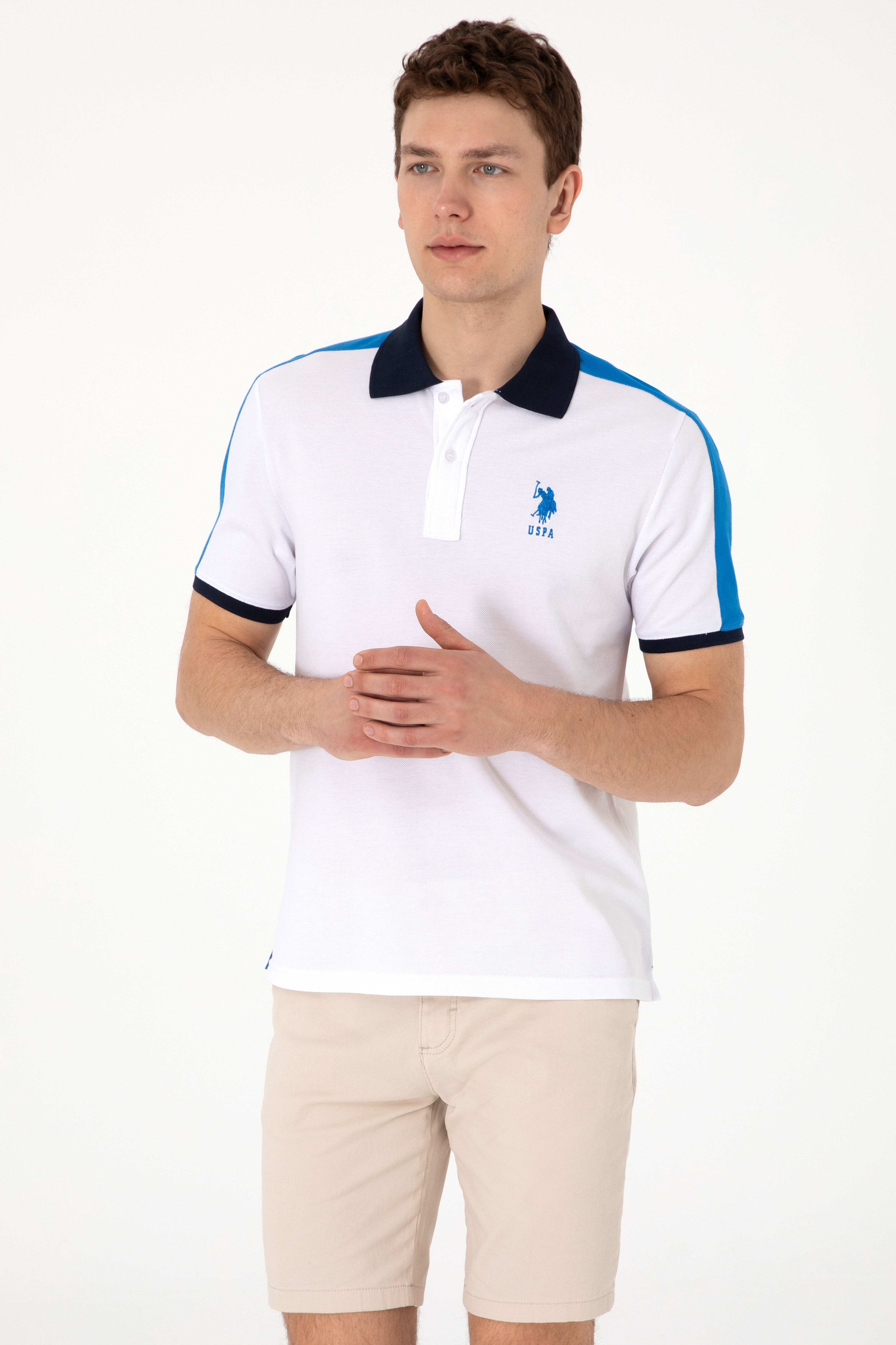 Erkek Regular Fit Polo Yaka Beyaz Tişört - Image 3