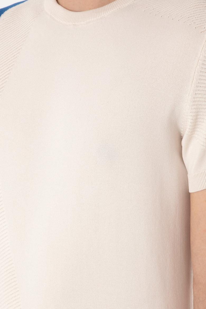 Erkek Slim Fit Bisiklet Yaka Ekru Kazak - 50302981001