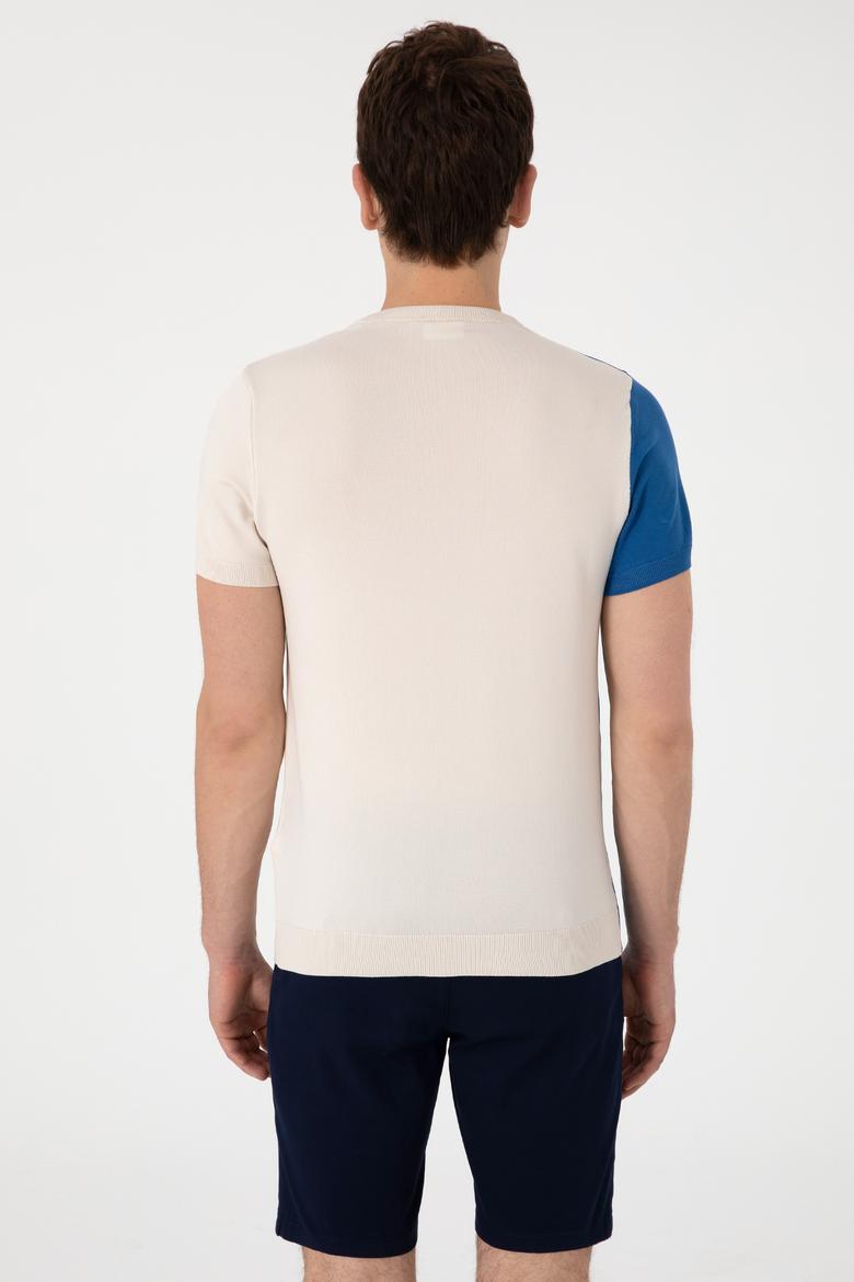 Erkek Slim Fit Bisiklet Yaka Ekru Kazak - 50302981001