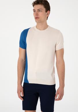 Erkek Slim Fit Bisiklet Yaka Ekru Kazak - 50302981001