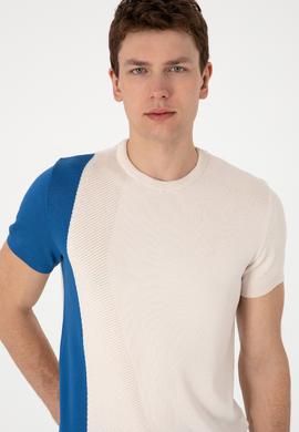 Erkek Slim Fit Bisiklet Yaka Ekru Kazak - 50302981001