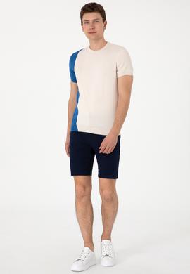 Erkek Slim Fit Bisiklet Yaka Ekru Kazak - 50302981001