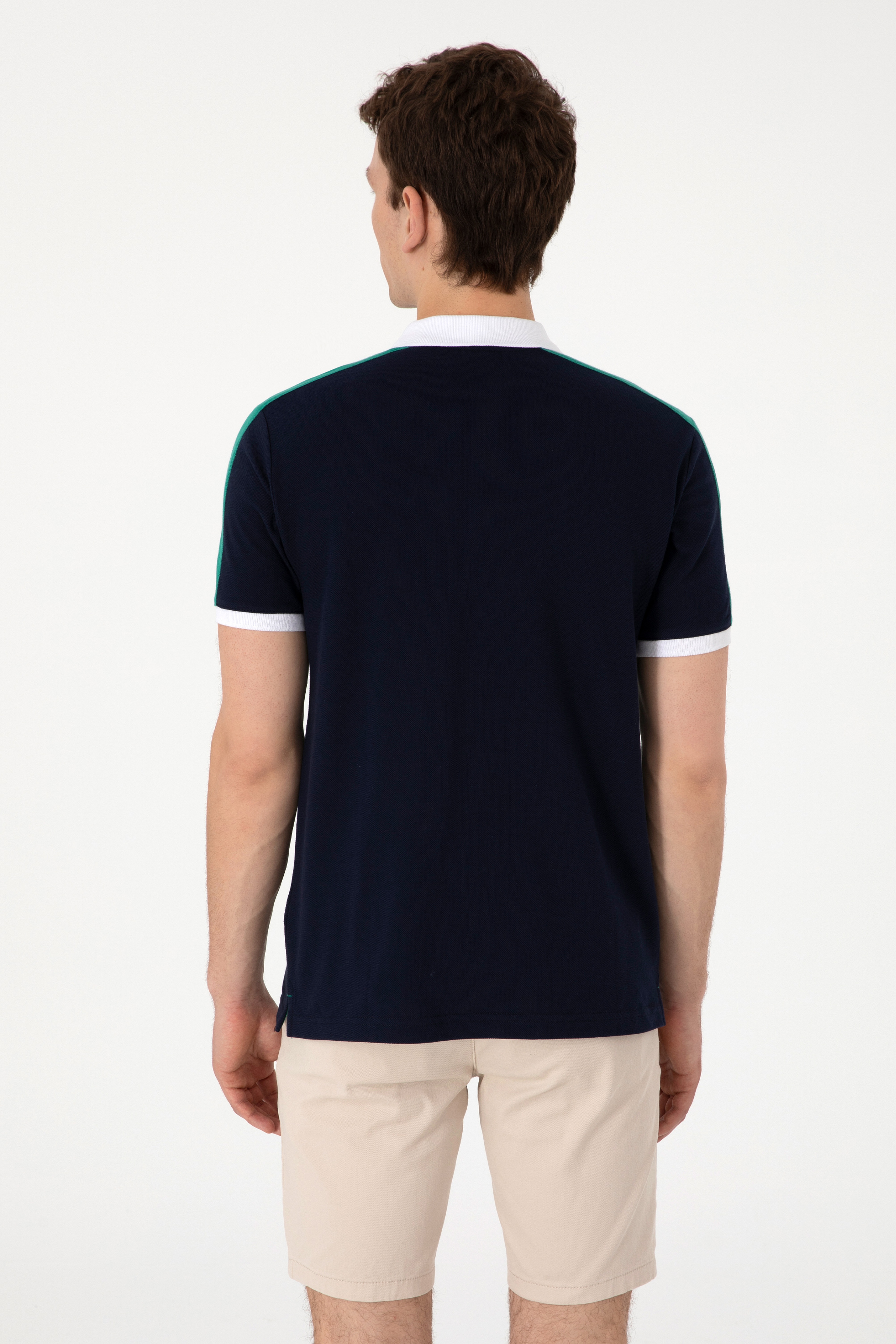 Erkek Regular Fit Polo Yaka Lacivert Tişört - Image 5