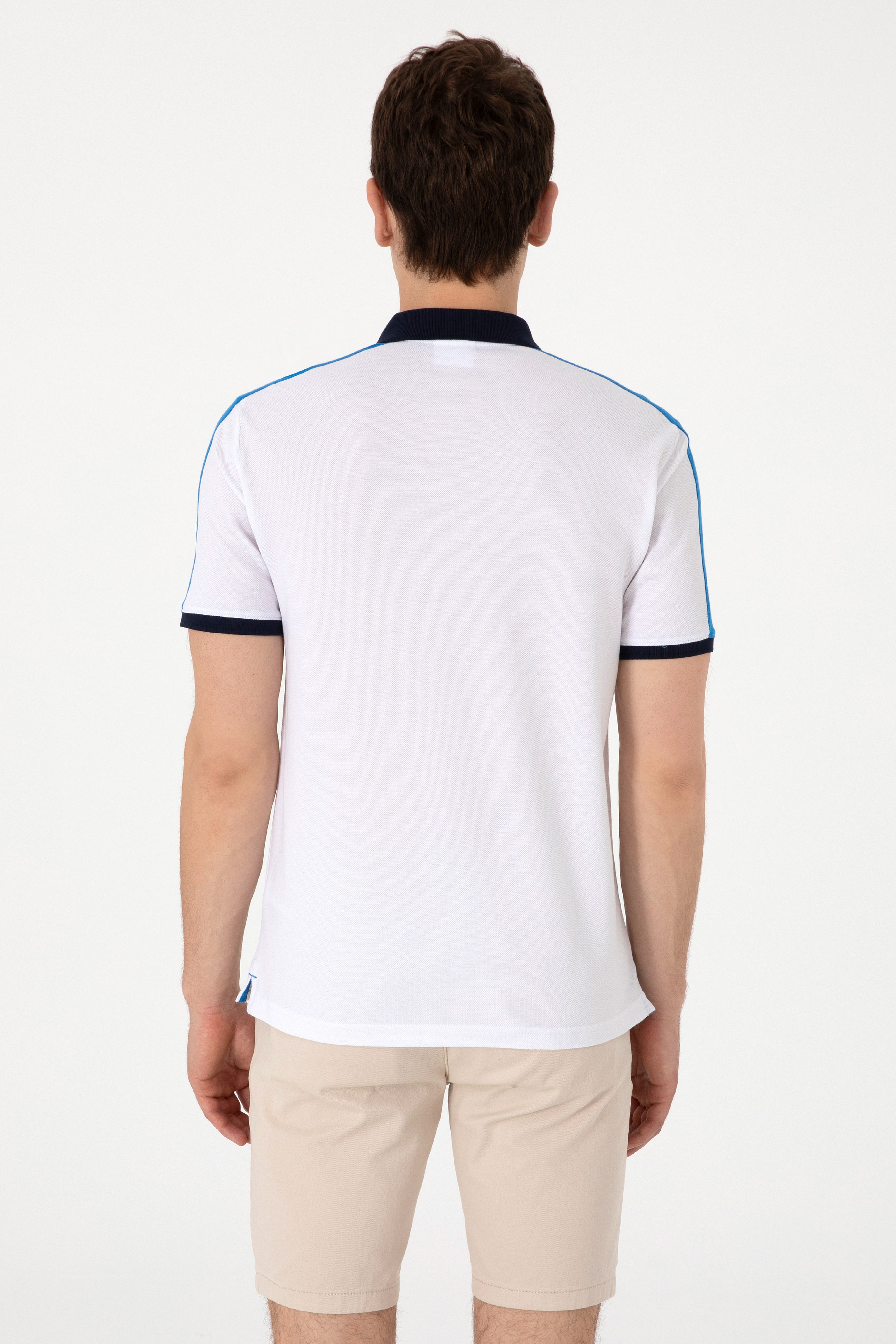 Erkek Regular Fit Polo Yaka Beyaz Tişört - Image 5
