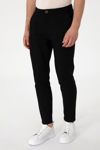 Erkek Carrot Fit Siyah Kanvas Pantolon