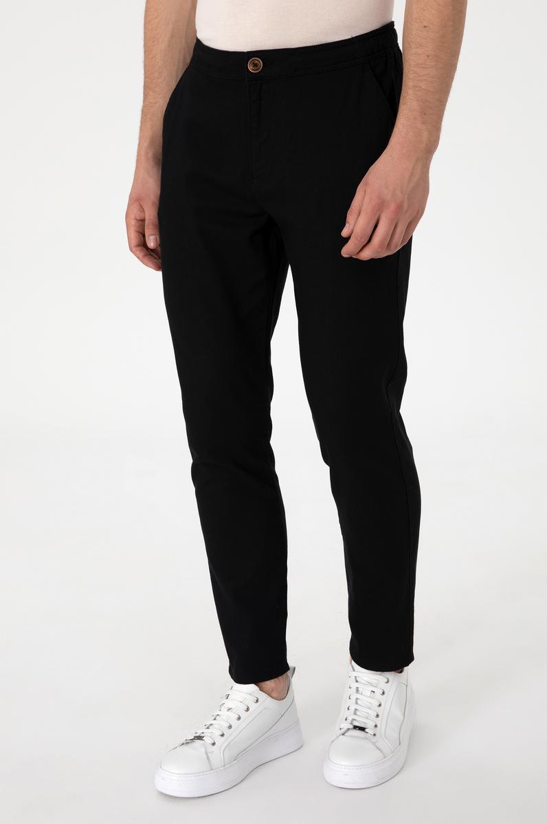 Erkek Carrot Fit Siyah Kanvas Pantolon