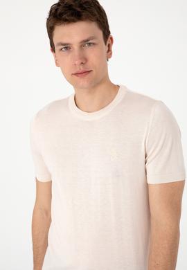 Erkek Slim Fit Bisiklet Yaka Krem Kazak - 50299363035