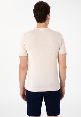 Erkek Slim Fit Bisiklet Yaka Krem Kazak - 50299363035