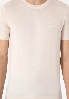 Erkek Slim Fit Bisiklet Yaka Krem Kazak - 50299363035