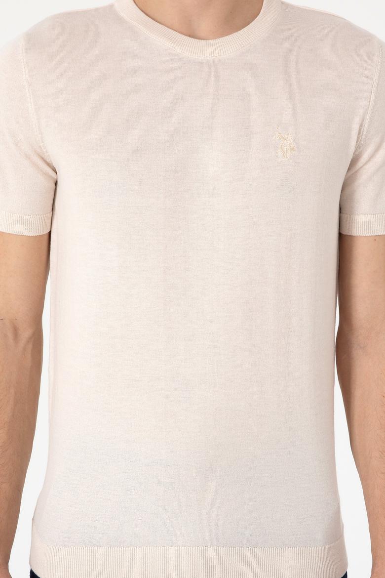 Erkek Slim Fit Bisiklet Yaka Krem Kazak - 50299363035