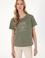 Kadın Haki Yıkamalı Bisiklet Yaka Tişört