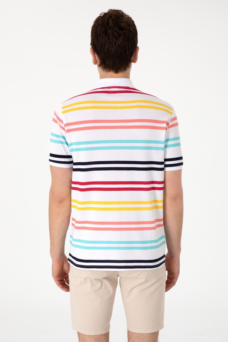 Erkek Regular Fit Polo Yaka Beyaz Tişört - 50306850018