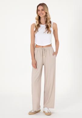 Kadın Bej Looe Relax Fit Kanvas Pantolon - 50309088023