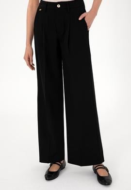 Kadın Siyah Loose Fit Kanvas Pantolon - 50300675019