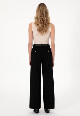 Kadın Siyah Loose Fit Kanvas Pantolon - 50300675019