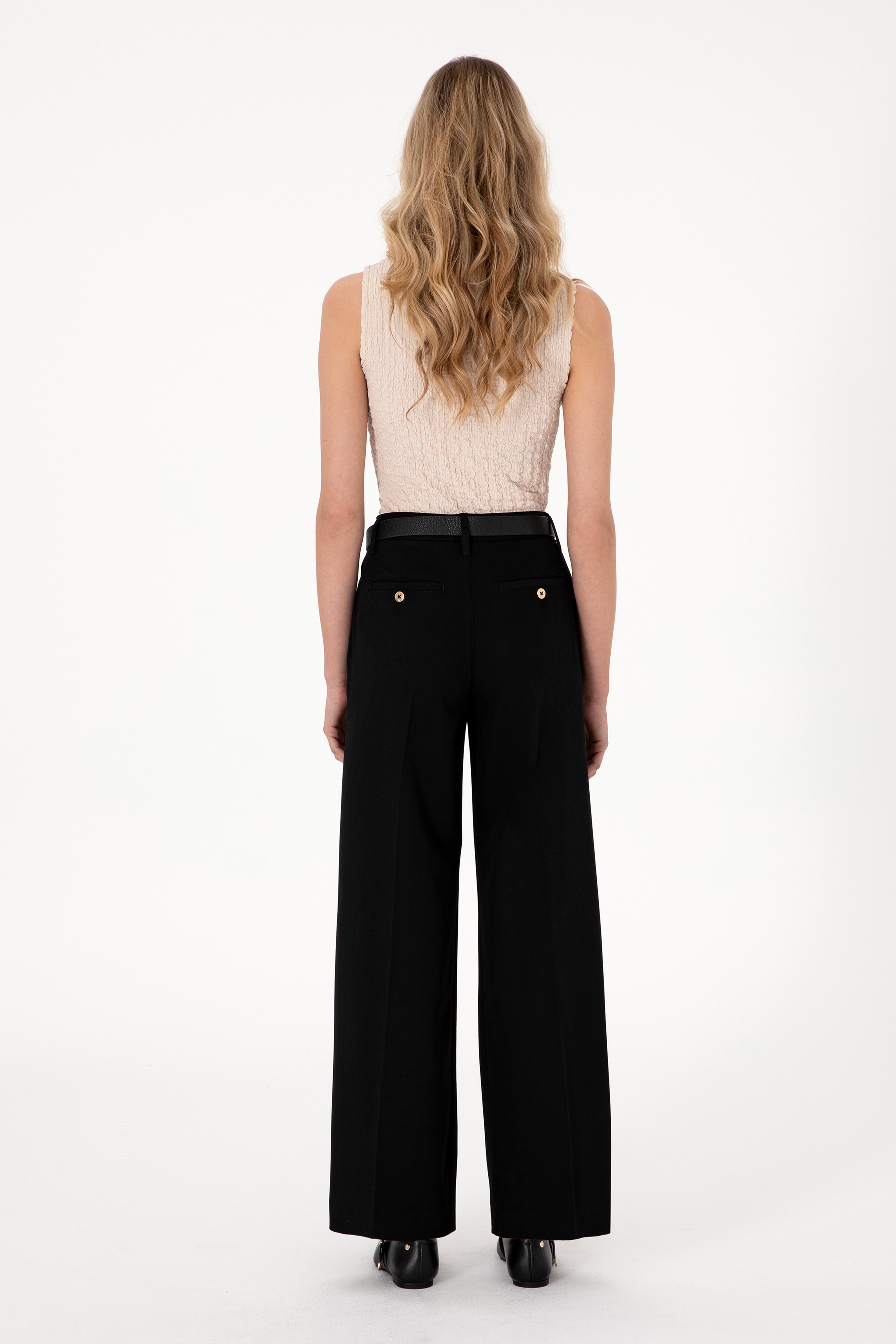 Kadın Siyah Loose Fit Kanvas Pantolon