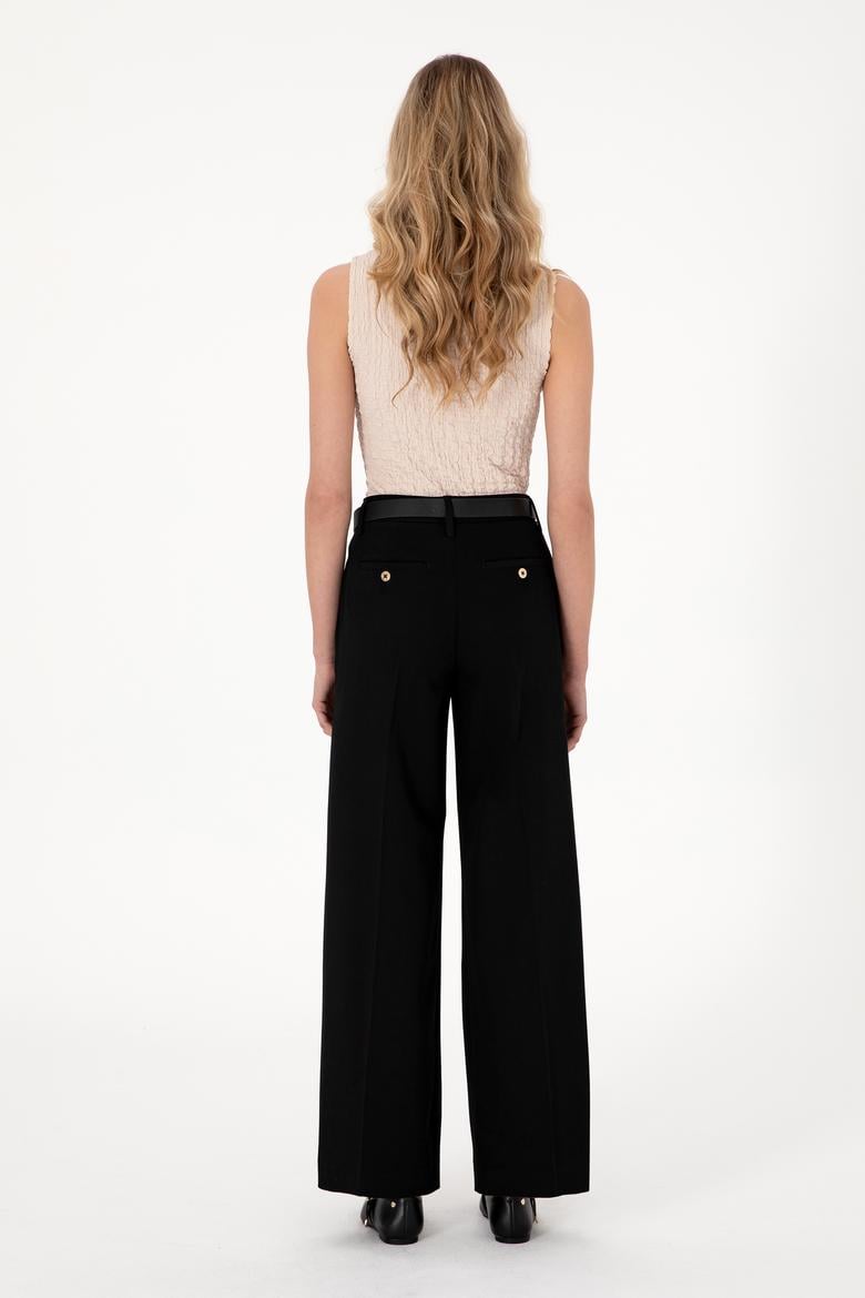 Kadın Siyah Loose Fit Kanvas Pantolon - 50300675019