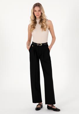 Kadın Siyah Loose Fit Kanvas Pantolon - 50300675019