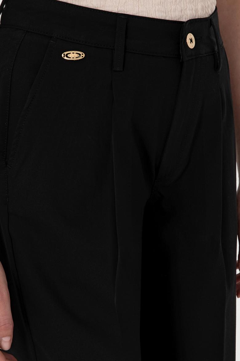 Kadın Siyah Loose Fit Kanvas Pantolon - 50300675019